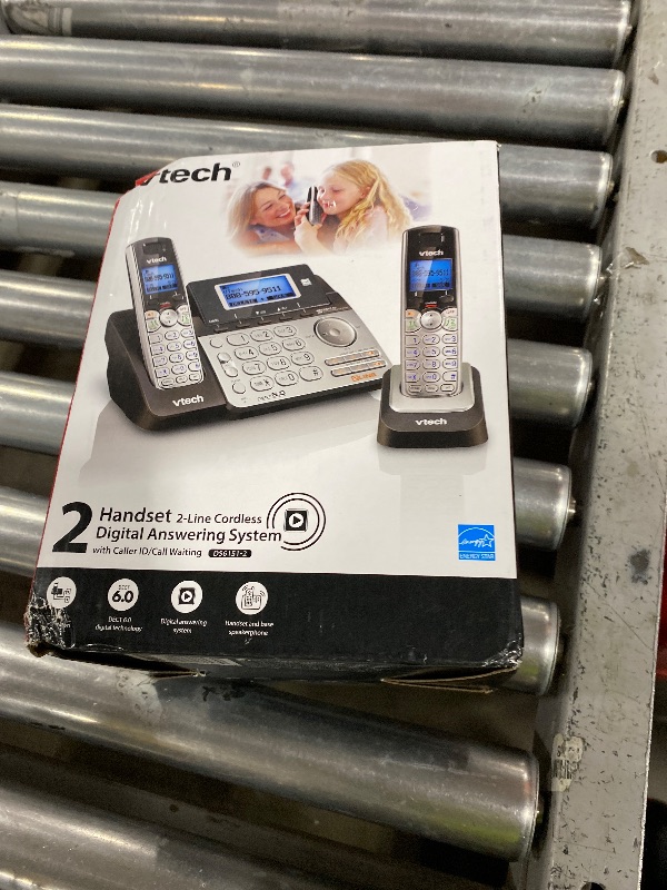 Photo 1 of **INCOMPLETE** VTech DS6151-2 2 Handset 2-Line Cordless Phone System for Home or Small Business with Digital Answering System & Mailbox on Each line, Silver