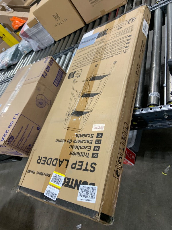 Photo 1 of BONTEC 3-Step Ladder, Folding Step Stool, 600lbs Max Load Capacity, Sturdy Steel, Non-Slip Pedals, Lightweight, Portable Steel Ladder with Convenient Handrail, Safety Design for Home & Work, White