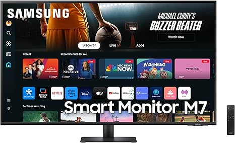 Photo 1 of *FOR PARTS ONLY* SAMSUNG 43-Inch M7 (M70D) Series 4K UHD Smart Monitor, Speakers, HDR10, USB-C, Multiple Ports, Gaming Hub, SolarCell Remote, Vision Accessibility Tools, LS43DM702UNXGO, Black
