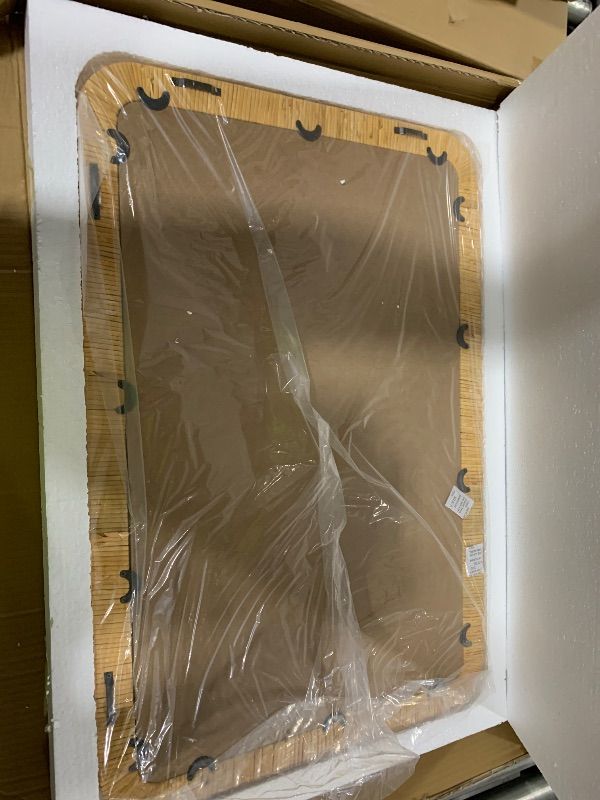 Photo 1 of Fllamo Rattan Bathroom Mirror Wall Mounted Bathroom Mirror for Rustic Farmhouse Style Wicker Rattan Frame,Boho Mirror for Bathroom Bedroom Entryway Living Room Decor