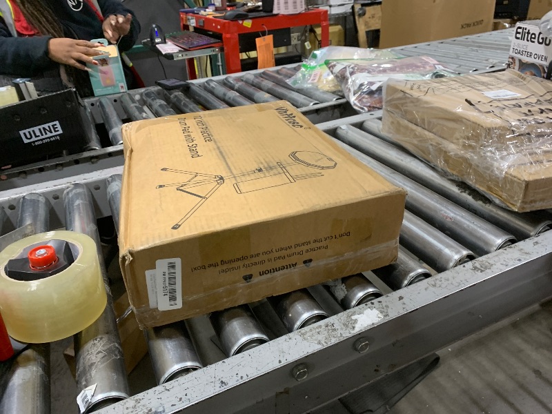 Photo 1 of 12 Inch Practice Drum Pad with Stand, Sticks and Drum Stick Bucket, Beginner Snare Drum Pad with Drumsticks(one pair) and Carrying Bag, Double Sided Silent Drum Pad (Gray)