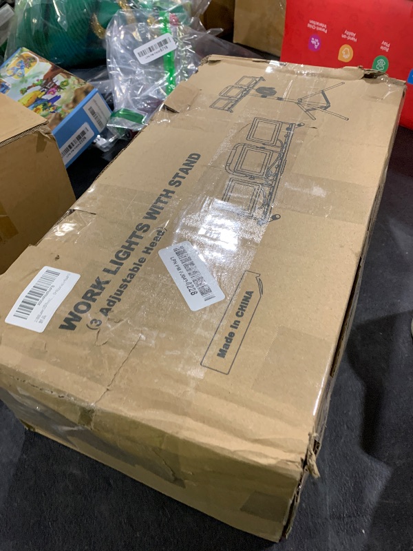 Photo 1 of 21000 Lumen LED Work Light with Stand -3 Head Portable Work Light 6500 Kelvin Color IP66 Waterproof Tripod Worklights for Job Site Workshop Garage Construction Site Lighting (3-Head)