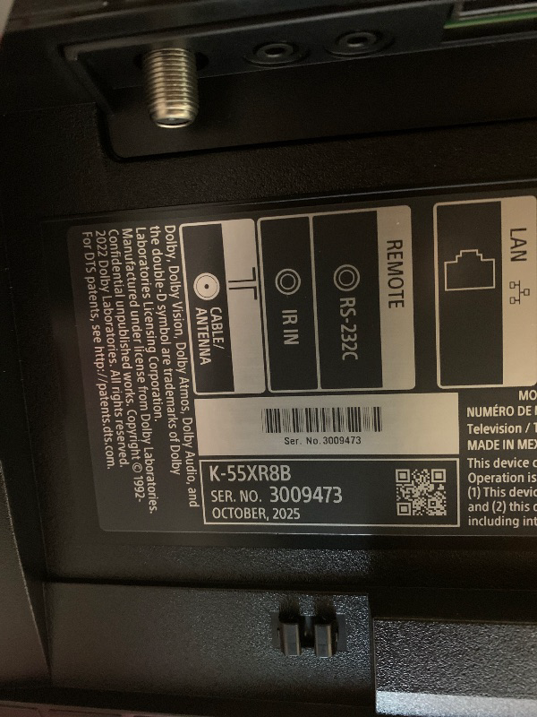 Photo 1 of Sony 55 Inch OLED 4K Ultra HD TV BRAVIA XR8B Smart Google TV with Dolby Vision HDR and Exclusive Features for PlayStation® 5 (K-55XR8B), 2025 Model