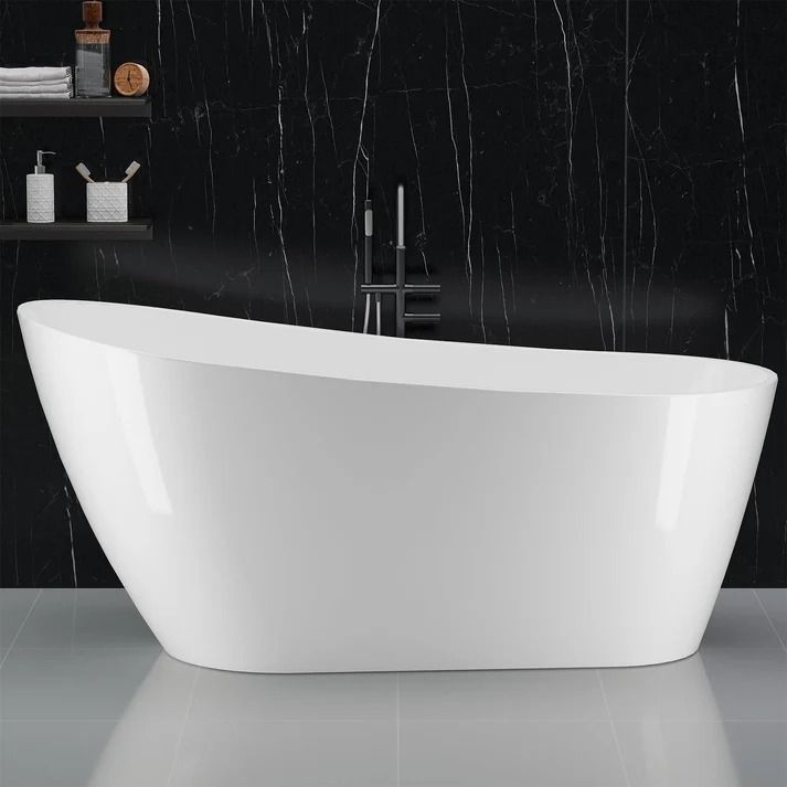 Photo 1 of Garvee SZ2 67" Freestanding Soaking Tub in Sloped Lumbar Support Design with Chrome Overflow and Drain