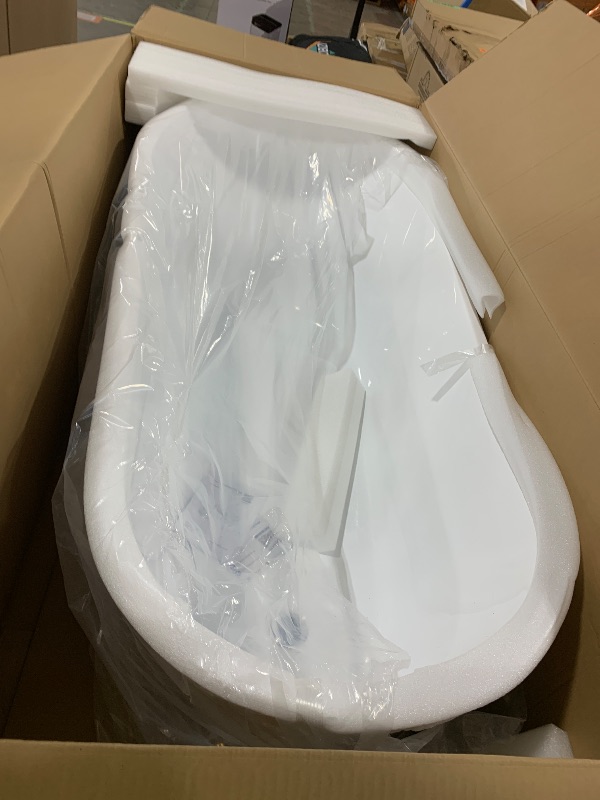 Photo 1 of Garvee SZ2 67" Freestanding Soaking Tub in Sloped Lumbar Support Design with Chrome Overflow and Drain