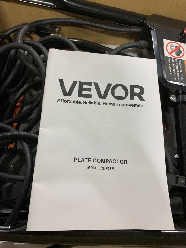 Photo 1 of VEVOR Plate Compactor, 130W Output Electric Ground Rammer, 5 kN Force, 3.9 in Depth, 16 m/min Speed, 3304 sq.ft/h Efficiency, Gas Powered Soil Compaction Machine for Driveway, Pavement, Landscaping