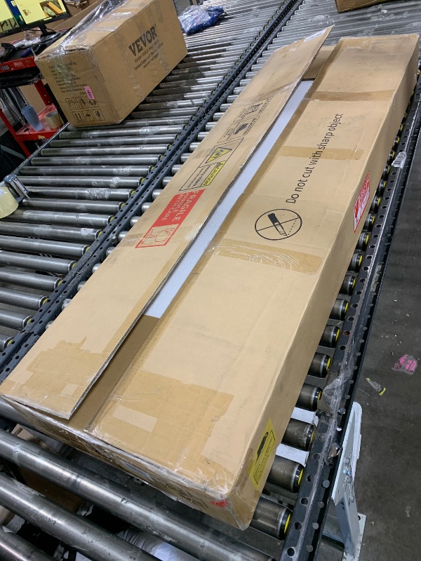 Photo 1 of (INCOMPLETE SET) DWVO 56.3" Makeup Vanity with LED Lighted Mirror, Large Vanity Desk with RGB Glass Cabinets, Open Shelving, Built-in Power Strip & Cushioned Stool