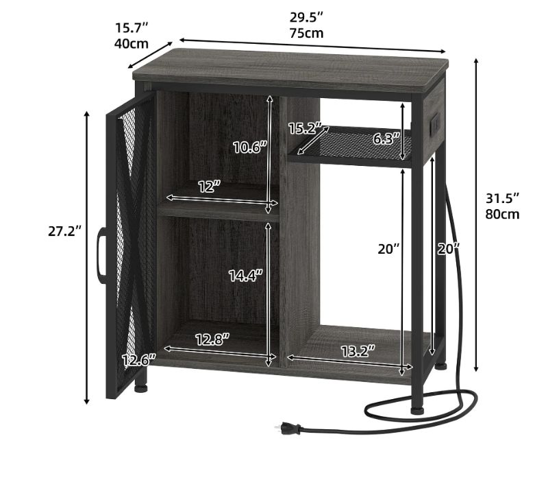 Photo 1 of 10-30 Gallon Fish Tank Stand with Power Outlets & LED Light, Heavy Duty Metal Wood Aquarium Stand