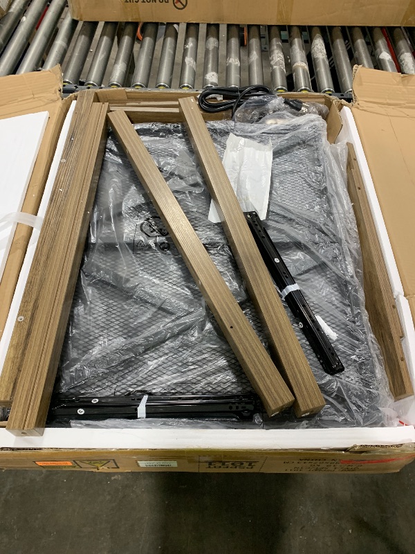 Photo 1 of 10-30 Gallon Fish Tank Stand with Power Outlets & LED Light, Heavy Duty Metal Wood Aquarium Stand