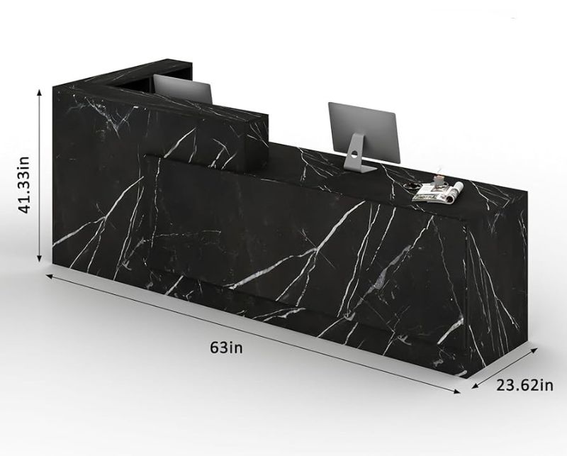 Photo 1 of YTElantivo Modern L-Shaped Reception Desk - Large Wooden Commercial Reception Desk with Counter, Lockable Drawers and Door Cabinet