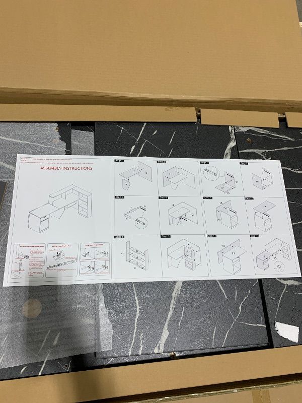 Photo 1 of YTElantivo Modern L-Shaped Reception Desk - Large Wooden Commercial Reception Desk with Counter, Lockable Drawers and Door Cabinet