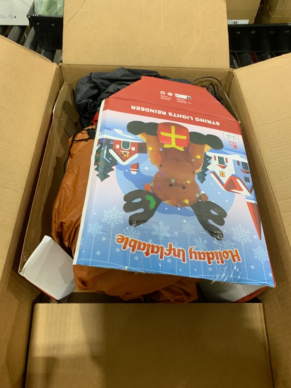 Photo 1 of Christmas Inflatable Outdoor Decorations, 8 FT Giant Inflatables Reindeer Yard Decor with Colorful String Lights