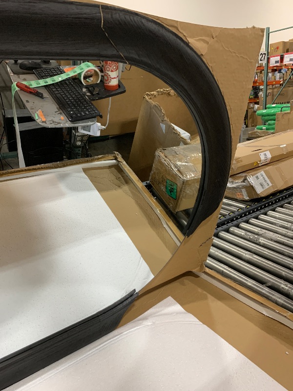 Photo 1 of ABSWHLM Arched Full Length Mirror 71"x32" - Rustic Black Solid Wood Wall Mirror, Oversized Leaning or Mounted Design for Bedroom, Entryway, Living Room Décor