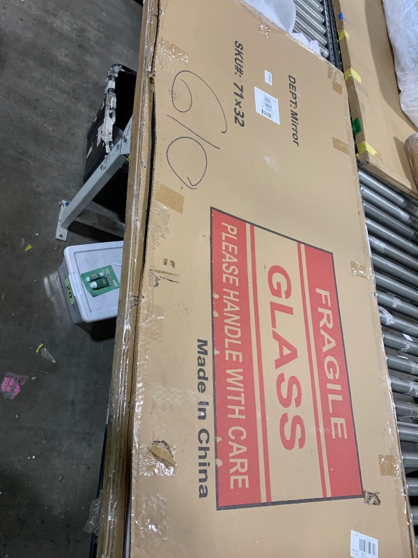 Photo 1 of ABSWHLM Arched Full Length Mirror 71"x32" - Rustic Black Solid Wood Wall Mirror, Oversized Leaning or Mounted Design for Bedroom, Entryway, Living Room Décor