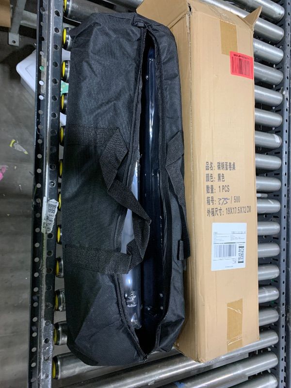 Photo 1 of Folding Camping Table, Roll-Up Folding Table with Carry Bag, Portable Aluminum Picnic Table, Low Height Beach Table for Outdoor Use, Travel, BBQ & Hiking, Easy Assembly (Black)