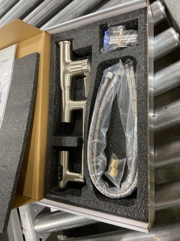 Photo 1 of Lefton Bathroom Rotatable Faucet with Tempratrue Display (Batteries-Free) & 3 Water Modes, Gun Grey, BF2204-2 (Brushed Nickel)