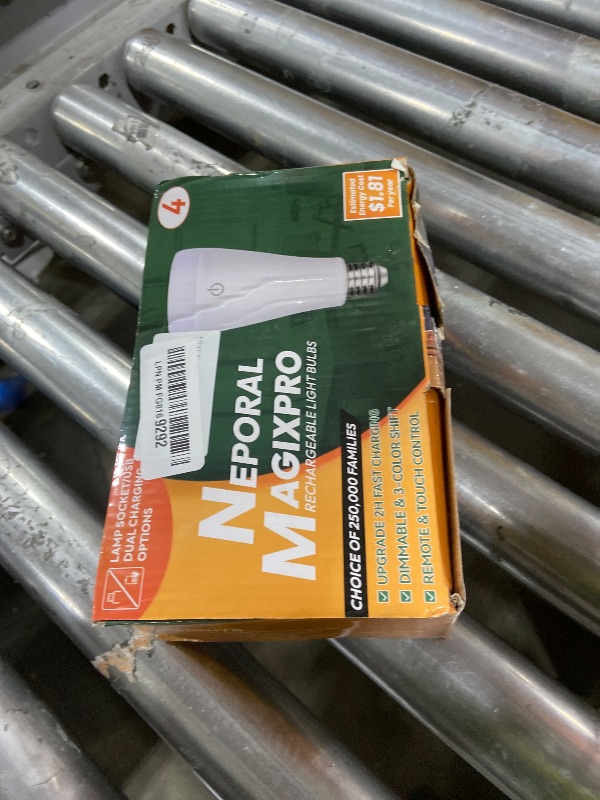 Photo 1 of Neporal MAGIXPRO Smart Rechargeable Light Bulbs with Remote, USB+Socket Rechargeable Battery Operated Light Bulb, 2 Hrs Fast Charging Last 5-52 Hrs, 9+3 Colors, 4 Pack (MagixPro RGB, 4)