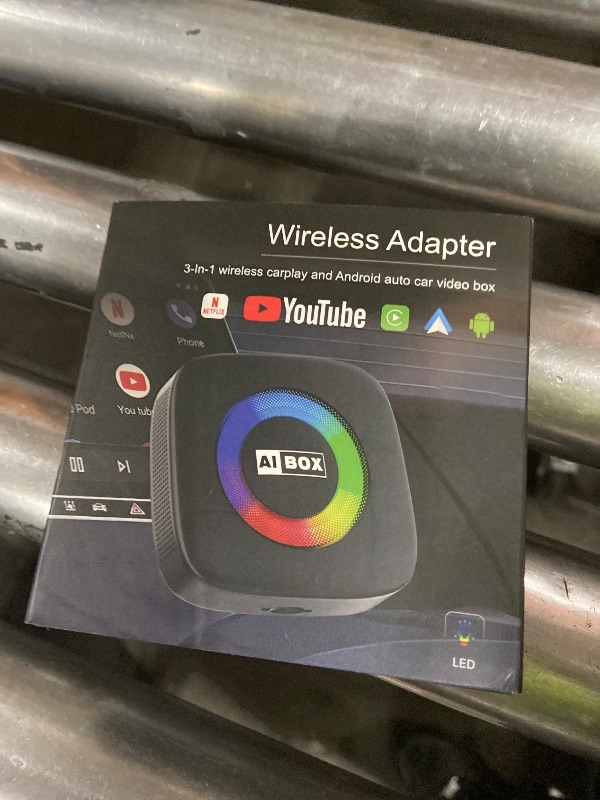 Photo 1 of Wireless Carplay Adapter for iPhone Ai Box with Netflix/YouTube Supports TF/Card Dongle Plug and Play Easy Setup Carplay & Android Auto Video Entertainment for iOS 10+ and Cars After 2015 Car