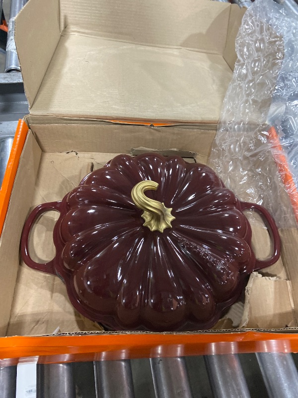 Photo 1 of Le Creuset Enameled Cast Iron Figural Pumpkin Braiser, 2.75 qt., Garnet