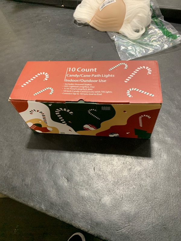 Photo 1 of 10" Christmas Candy Cane Lights (10PCS) for Landscape Decoration,Red & White Pathway Makers Lights (Include Stakes)