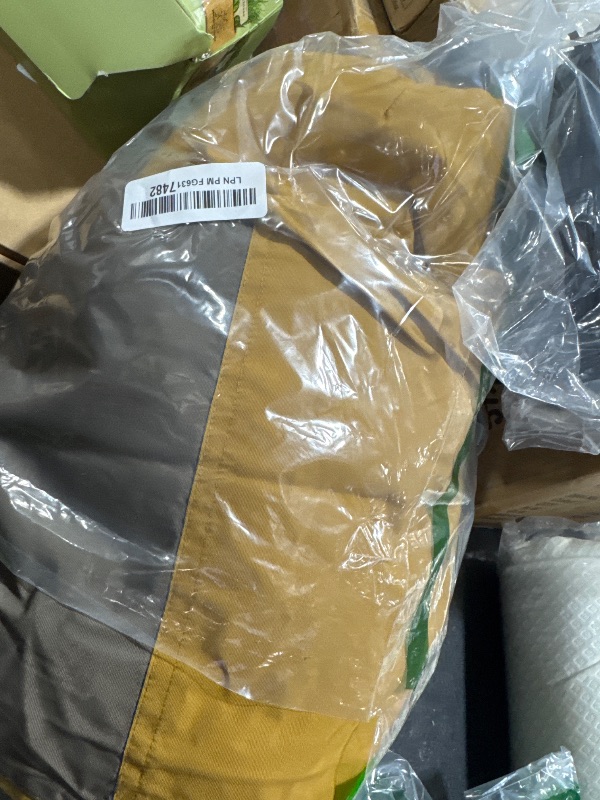 Photo 1 of Amazon Essentials Men's Water-Resistant Insulated Snow Bib Overall, Gold Light Brown Color Block, Large