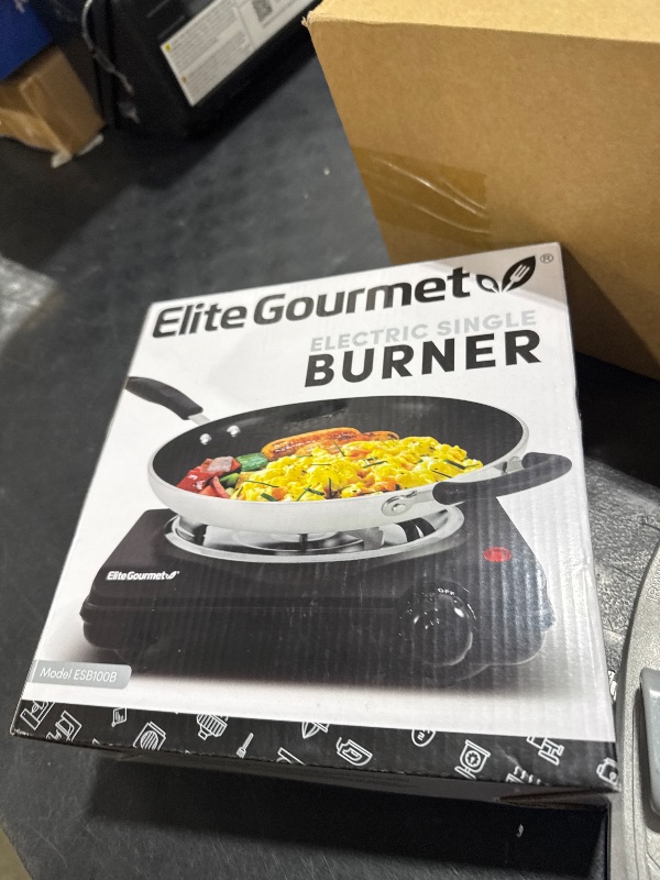 Photo 1 of Elite Gourmet ESB100B Countertop Single Coiled Burner Electric Hot Plate, Temperature Control, Indicator Light, Easy to Clean, Black