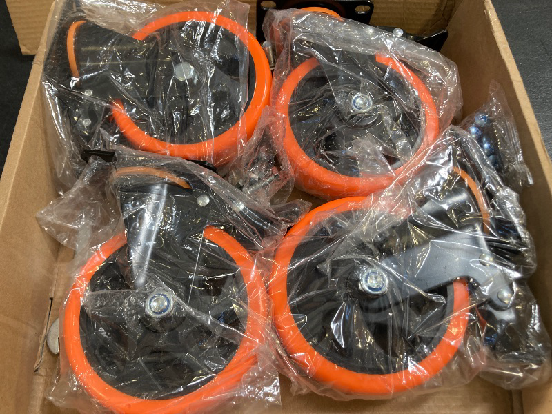 Photo 1 of 5 Inch Swivel Caster Wheels, Heavy Duty Casters Set of 4, Locking Industrial Casters with Brake, Swivel Top Plate Casters Wheels for Furniture and Workbench(Free Hardware Kits)