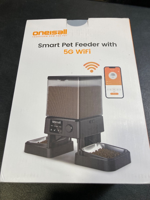 Photo 1 of oneisall Automatic Cat Feeder with 5G WiFi, Automatic Cat Food Dispenser for 2 Cats Small Pets, 20 Cups/5L Timed Dry Food Dispenser with APP Control