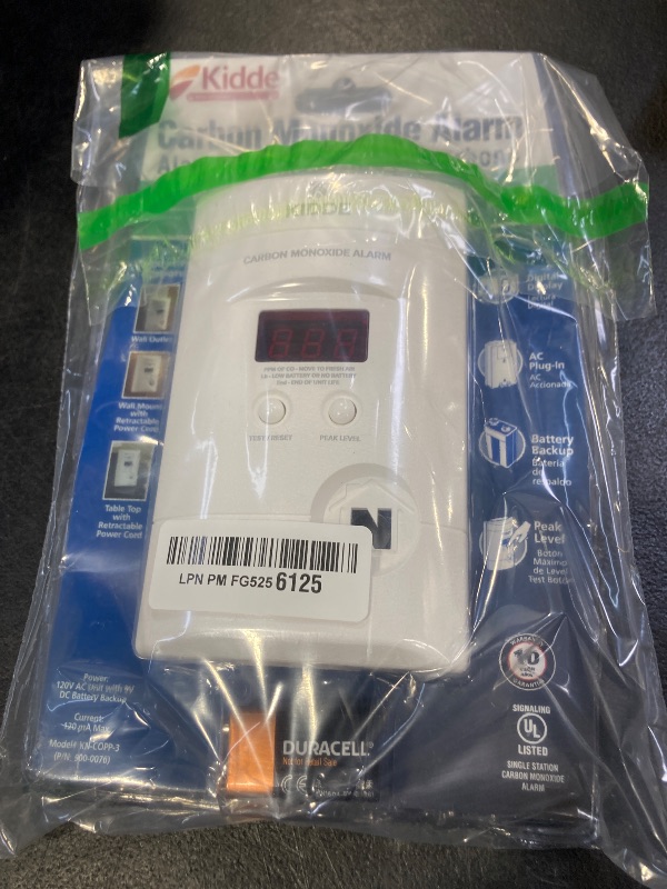 Photo 1 of Kidde Carbon Monoxide Detector, Plug In Wall with 9-Volt Battery Backup, Digital LED Display