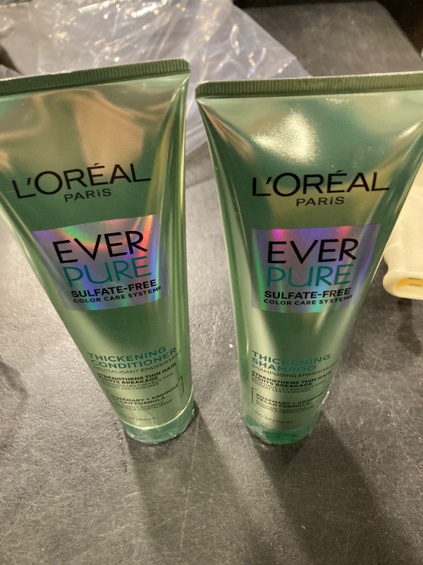 Photo 1 of L'Oreal Paris Thickening Sulfate Free Shampoo and Conditioner, Thickens + Strengthens Thin, Fragile Hair, EverPure, 1 Hair Care Kit