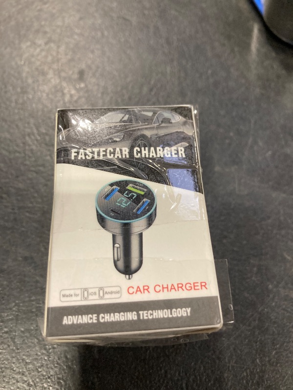 Photo 1 of 4-in-1 Fast Car Charger, PD/QC3.0/Type-C Fast Charging, Universal Phone Cigarette Lighter USB With Blue LED & Voltmeter for Truck SUV (QC3.0+Type-C+PD+2.4A)