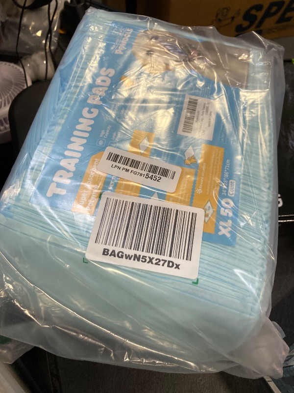 Photo 1 of 50-Pack X-Larg Puppy Pads - 34" x 28" Extra Large Pee Pads for Dogs with 6-Layer Leakproof Protection, Quick-Dry and Disposable Dog Pads with High Absorbency for Easy Potty Training