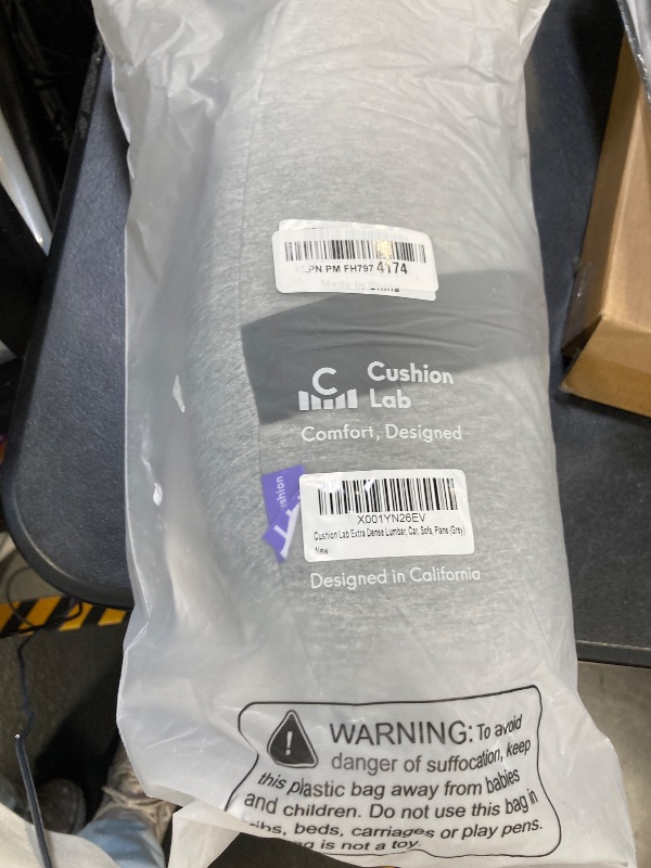 Photo 1 of C CUSHION LAB Extra Dense Lumbar Pillow - Patented Ergonomic Multi-Region Firm Back Support for Lower Back Pain Relief - Lumbar Support Cushion with Strap for Office Chair, Car, Sofa, Plane - Grey