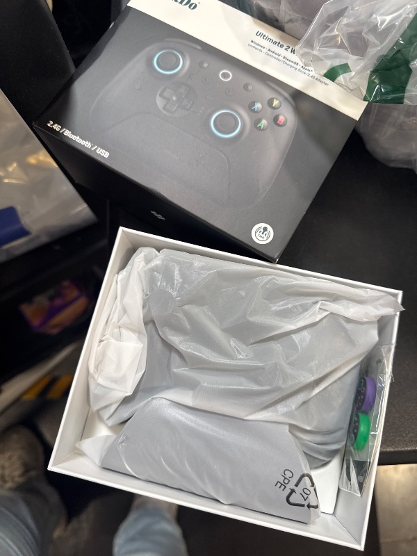 Photo 1 of 8Bitdo Ultimate 2 Wireless Gaming Controller with TMR Joysticks, Switchable Hall Effect/Tactile Triggers, 8Speed Wireless Tech, Charging Dock, RGB Fire Ring for PC & Android - Black