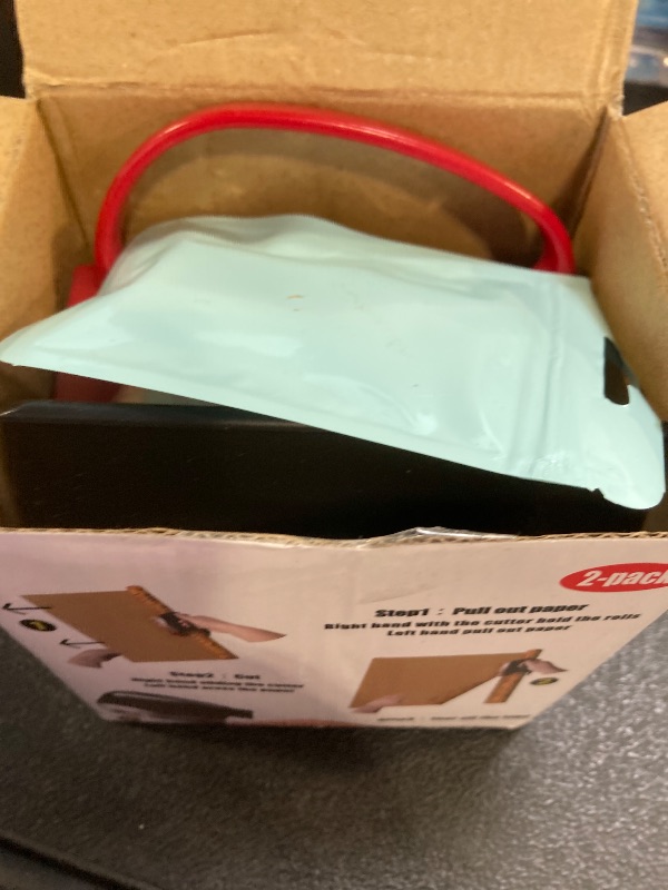 Photo 1 of 2 Pack Wrapping Paper Cutter & Tape Dispenser Dual Use, Gift Wrap Cutter Tool for Rolls Paper with 4 Tapes & 2 Replace Blades Kit for Christmas Birthday, Easy Cut for Present Wrapping