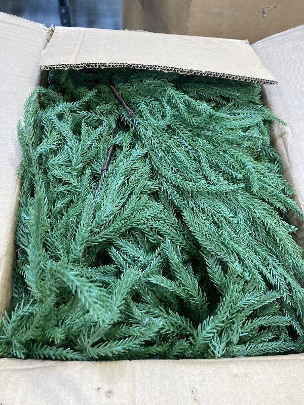 View 2 of 9FT 4PCS Christmas Garland Norfolk Pine Garland Real Touch Artificial Greenery Garland for Mantle Fireplace Table Indoor Outdoor Holiday Decortions (Dark Green)
