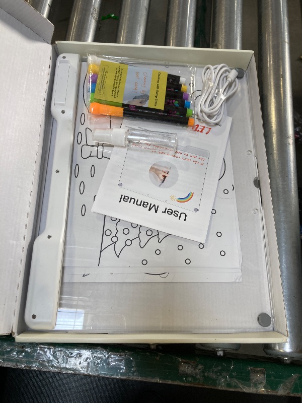 Photo 1 of 16-Inch Rechargeable Doodle Glow LED Note Board, 7-Color Light Modes, Neon Art Dry Erase Light Up Drawing Pad with Built-in Stand, Sketching Gift Toy for Kids/Girls/Teens, 5 Markers & Tracing Book