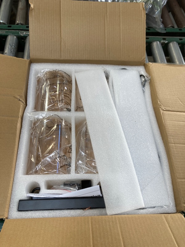 Photo 1 of 4-Light Kitchen Island Lighting, Black Farmhouse Chandelier with Adjustable Height & Clear Glass Shades, Linear Hanging Dining Room Light Fixture Over Table Bar, Simplicity Island Lights for Kitchen