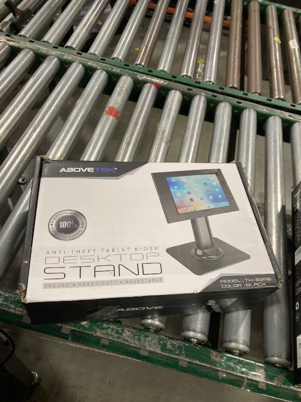 Photo 1 of AboveTEK Anti-Theft iPad Kiosk Stand, POS iPad Security Stands, Aluminum Locking Tablet Stand with Heavy Duty Base, 360° Swivel & 75° Tilt, Retail Desk Mount for Business & Commercial Use (Black)