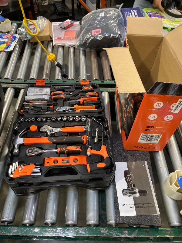 Photo 1 of 255-Piece Tool Set - Tool Kit with 12V Cordless Drill Driver, Toolbox Storage Case with Drawer, General Household Drill Set for DIY Projects, Home Repairs, Handyman