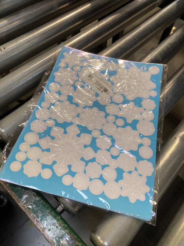 Photo 1 of 480 PCS Christmas Window Clings, Snowflake Decorations Window Stickers, Xmas Holiday White Winter Christmas Window Decals Ornaments for Kids Holiday Glass Windows(8 Sheets)