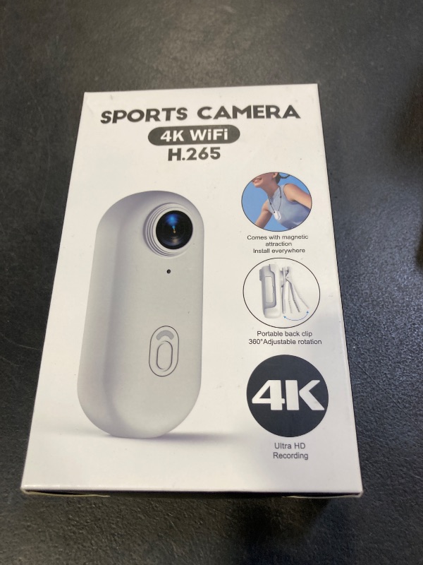 Photo 1 of 4K Mini Body Camera, 128GB Thumb Size Wearable Cam, Hands Free Action Cam with 360° Rotatable & Magnetic Clip, Portable Body Worn Camera for Security, Travel, Work, Lectures, Pet Walking (White)
