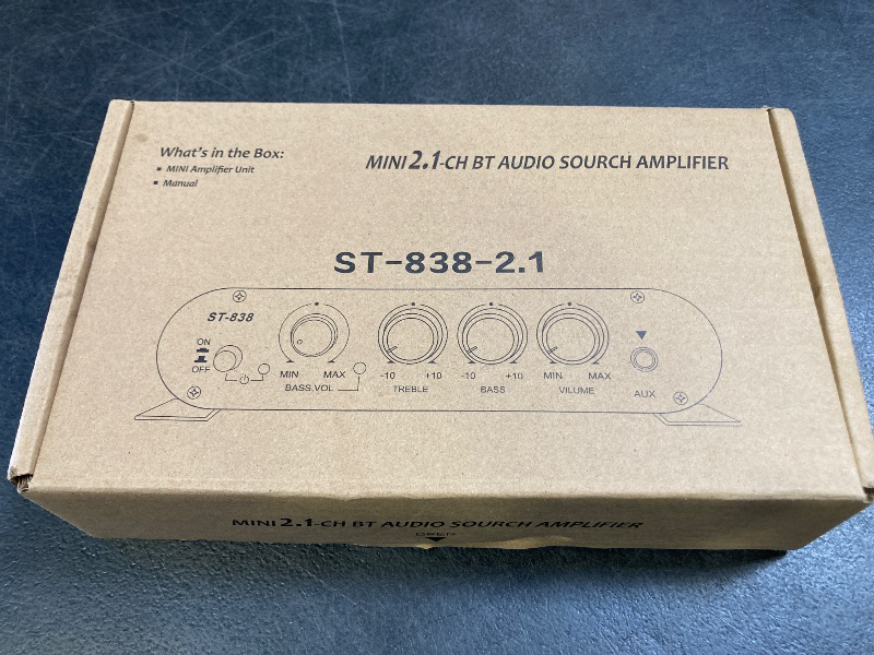 Photo 1 of 2.1 Channel Bluetooth HiFi Stereo Subwoofer Amplifier, RMS 20Wx2+40W Mini Digital Audio Power Amplifier & Bass Treble Control for Home Speakers, 80W Amplifier Audio Stereo Bass Amp with Power Supply.