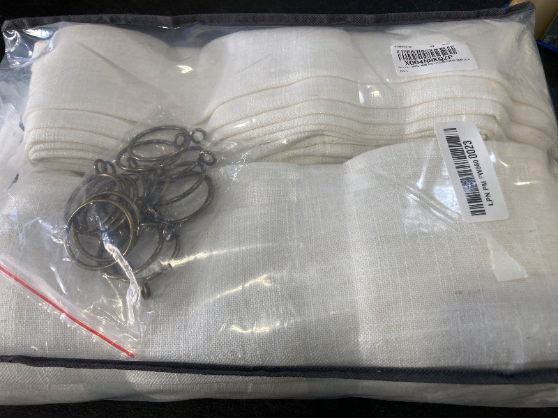 Photo 1 of 92 Inch Long Pinch Pleat Linen Curtains for Living Room 2 Panels Set Natural Cream Boho Semi Sheer Light Filtering Neutral 92 Inch Pleated Curtain with Rings Hooks Floor Ceiling Bedroom Window