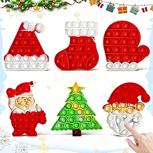 Photo 1 of QETRABONE 6 Pcs Christmas Fidget Set, Push Bubble Fidget for Adult, Party Game Décor Gift Xmas Stockings Christmas Decorations Autism ADHD Decompression