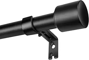 Photo 1 of 1” Diameter Curtain Rods Itself is 30 to144 inch 1 Pack Fit 30-142 inch, 66 to 120 inch Window with Heavy Duty Adjustable Rod Matte Black Splicing Metal Extra Long Curtain Rod for Windows
