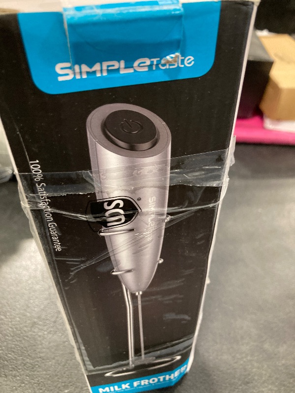 Photo 1 of SIMPLETaste Milk Frother Handheld Battery Operated Electric Foam Maker, Drink Mixer with Stainless Steel Whisk and Stand for Cappuccino, Bulletproof Coffee, Latte