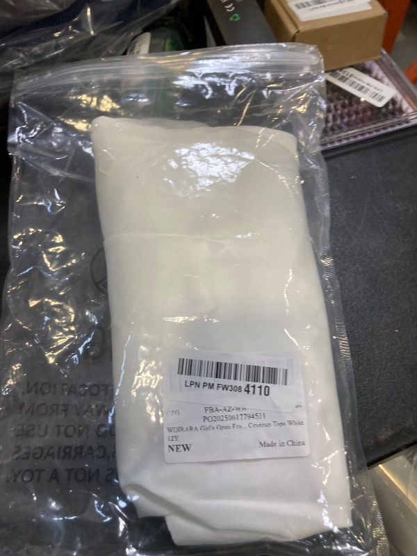 Photo 1 of  Girl's Open Front Short Sleeve Beach Coverup Tops White 12Y