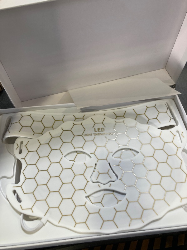 Photo 1 of Yahi Red Light Photon Facial & Neck Mask with Remote Control, 7 Custom Modes with Infrared, Portable & Rechargeable with Timer for Home Use, 175 High-Density Light Beads, White