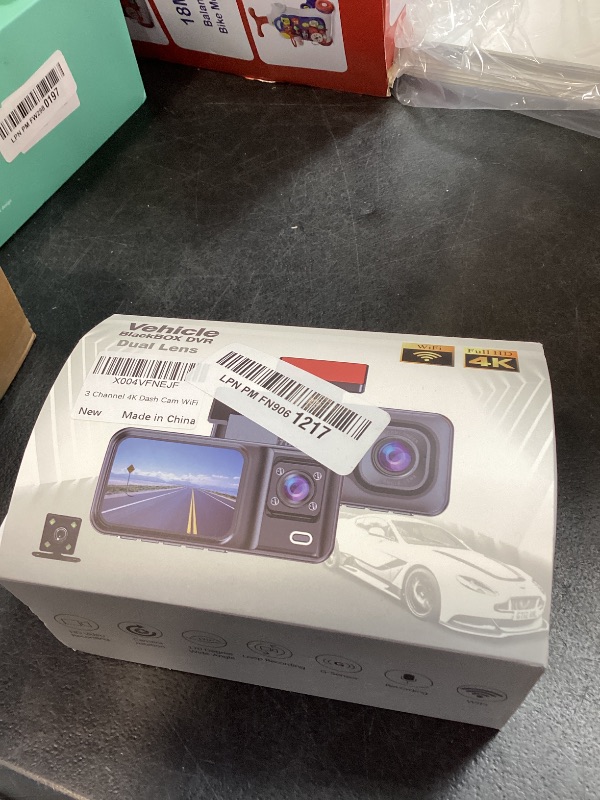 Photo 1 of 3 Channel 4K Dash Cam with 5GHz WiFi & APP Control, 4K+1080P+1440P Dash Cam Front and Rear Inside with 64GB Card, Dash Camera for Cars with Night Vision, Loop Recording, 24H Parking Mode, G-Sensor
